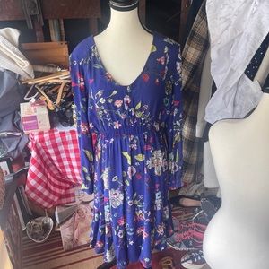 Maeve (Anthropologie) Royal Blue Pattern Dress. Size Large.